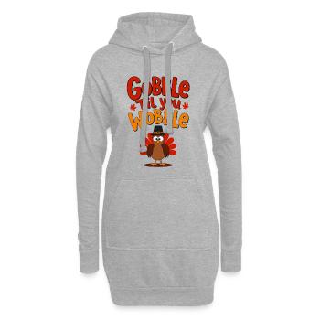 Gobble Til You Wobble - Thanksgiving Truthahn - Hoodie-Kleid - Grau meliert - Vorne