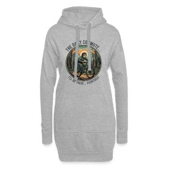 Abenteuerlicher Fahrradfahrer mit Faultier - Hoodie-Kleid - Grau meliert - Vorne