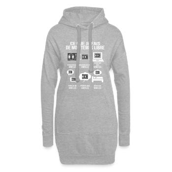 Was ich in meiner Freizeit mache: Retro-Musik - Hoodie-Kleid - Grau meliert - Vorne