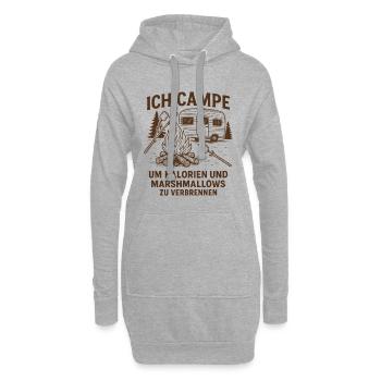 Ich Campe für Kalorien Und Marshmallows - Hoodie-Kleid - Grau meliert - Vorne