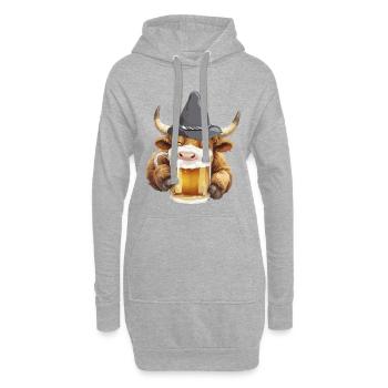 Volksfest Bulle mit Bierglas Bierfest Bierzelt  - Hoodie-Kleid - Grau meliert - Vorne