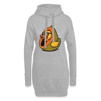 Sommerliche Mix-Design mit Enten-Papaya - Hoodie-Kleid - Grau meliert - Vorne