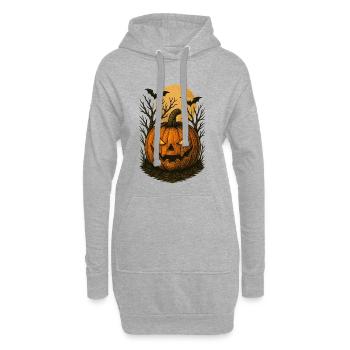 Illustration effrayante de citrouille d’Halloween - Sweat-shirt à capuche long Femme - gris chiné - Devant
