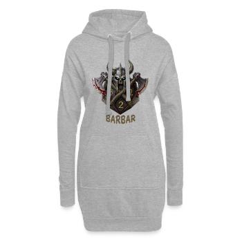 D20 avec haches et casque cornus – Dés fantastiques barbares - Sweat-shirt à capuche long Femme - gris chiné - Devant