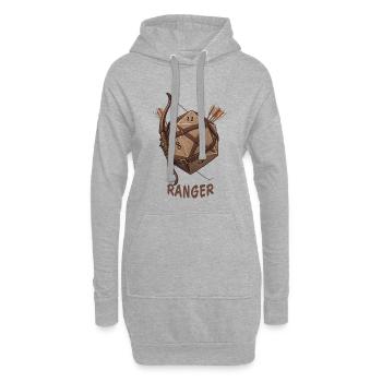 W20 mit Bogen & Pfeil – Ranger Fantasy Dice - Hoodie-Kleid - Grau meliert - Vorne