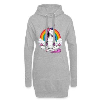 Méditation Yoga Licorne - Sweat-shirt à capuche long Femme - gris chiné - Devant