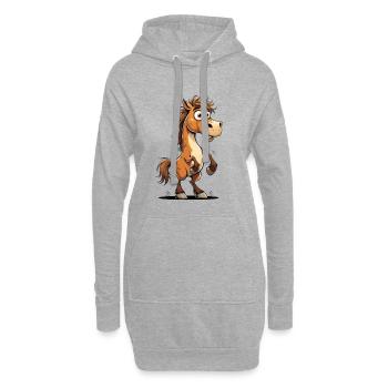 Fröhlicher Comic-Pferdeschow - Hoodie-Kleid - Grau meliert - Vorne