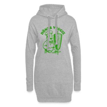 Döner Veggie - Fast Food - Spruch - Hoodie-Kleid - Grau meliert - Vorne