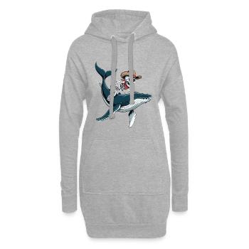 Squelette de cow-boy sur baleine à bosse - Sweat-shirt à capuche long Femme - gris chiné - Devant