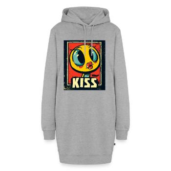 poussin de dessin animé avec une bouche de baiser - Sweat-shirt à capuche long Femme - gris chiné - Devant