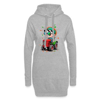 Verspielter Junge mit Brille auf Traktor - Hoodie-Kleid - Grau meliert - Vorne