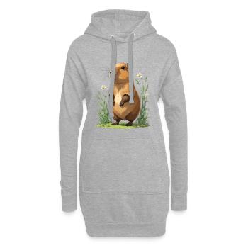 Capybara im Margeriten Blumenfeld - Hoodie-Kleid - Grau meliert - Vorne