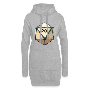 W20 Würfel mit nur 20 – Lucky Dice Design - Hoodie-Kleid - Grau meliert - Vorne