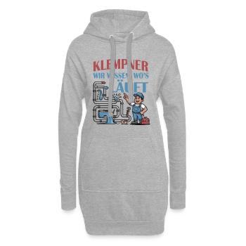 T-shirt de plombier - Sweat-shirt à capuche long Femme - gris chiné - Devant