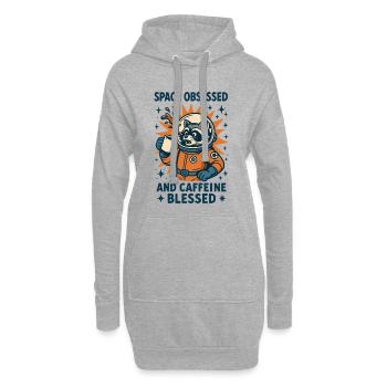 Obsédé par l'espace et la caféine drôle - Sweat-shirt à capuche long Femme - gris chiné - Devant