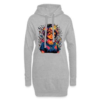 Explosion de couleurs astucieuse avec des lunettes de soleil - Sweat-shirt à capuche long Femme - gris chiné - Devant