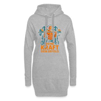 Forte forme physique motivation pression chemise bodybuilder - Sweat-shirt à capuche long Femme - gris chiné - Devant