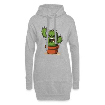 Wütender Kaktus im Topf - Hoodie-Kleid - Grau meliert - Vorne