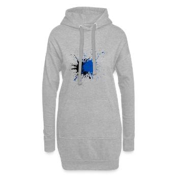 Impression créative d’éclaboussures de peinture bleue - Sweat-shirt à capuche long Femme - gris chiné - Devant