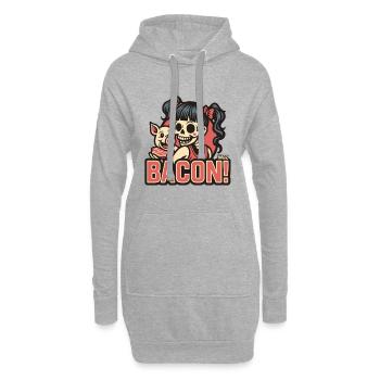 jambon cochons squelette fille bande dessinée rétro - Sweat-shirt à capuche long Femme - gris chiné - Devant