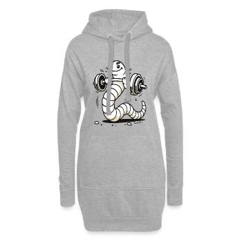Force Muscles et Gym Worm Soulever des poids - Sweat-shirt à capuche long Femme - gris chiné - Devant