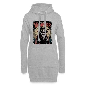 Le chat comme vampire La nuit du vampire - Sweat-shirt à capuche long Femme - gris chiné - Devant