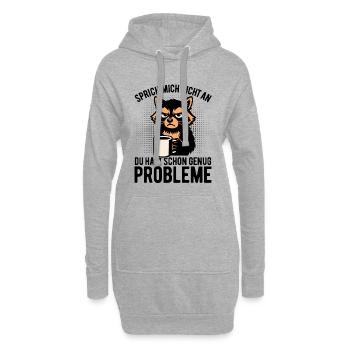 Sprich mich nicht an - Waschbär Kaffee - Hoodie-Kleid - Grau meliert - Vorne