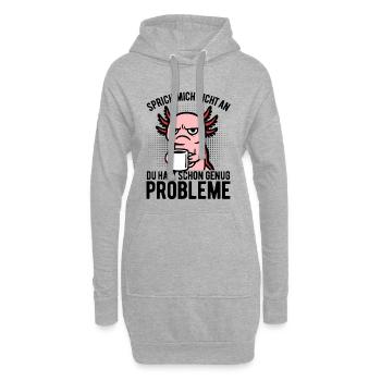 Sprich mich nicht an - Axolotl Kaffee - Hoodie-Kleid - Grau meliert - Vorne