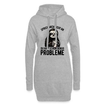 Sprich mich nicht an - Faultier mit Kaffee - Hoodie-Kleid - Grau meliert - Vorne