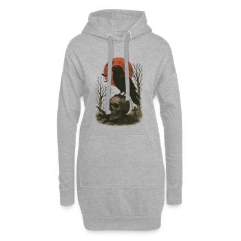 Rabe Totenkopf Mond Schädel Gothic Schwarze Krähe - Hoodie-Kleid - Grau meliert - Vorne