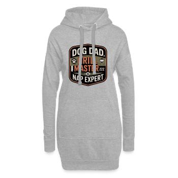 Hundevater Grillmeister und Nickerprofi - Hoodie-Kleid - Grau meliert - Vorne