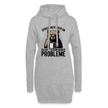 Sprich mich nicht an - mürrischer Bär mit Kaffee - Sweat-shirt à capuche long Femme - gris chiné - Devant