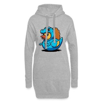 Spinosaurus Blauer Dino-Drache Entchen - Hoodie-Kleid - Grau meliert - Vorne