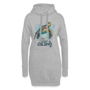 The Ocean Is Calling - Turtle Under Water - Hoodie Dress - heather grey - Front