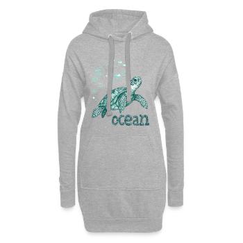 Sauvez l’océan - tortue - Sweat-shirt à capuche long Femme - gris chiné - Devant