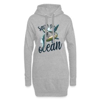 Sauvez l’océan - tortue - Sweat-shirt à capuche long Femme - gris chiné - Devant