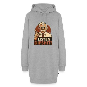 Alter Kerl zeigt mit Finger: Hör zu Dummkopf - Hoodie-Kleid - Grau meliert - Vorne