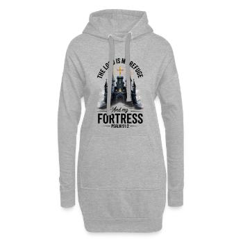 Le Seigneur est mon château de refuge et ma chemise croisée - Sweat-shirt à capuche long Femme - gris chiné - Devant
