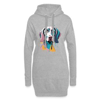 Farbiger Weimaraner Pop Art Portrait - Hoodie-Kleid - Grau meliert - Vorne