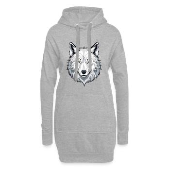 Illustration de tête de loup blanc - Sweat-shirt à capuche long Femme - gris chiné - Devant