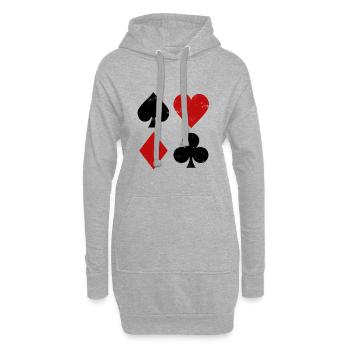 Cartes à jouer Géométrie - Sweat-shirt à capuche long Femme - gris chiné - Devant