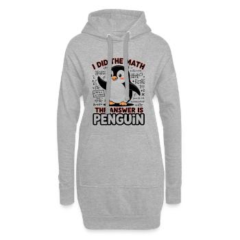 J’ai fait le calcul, la réponse est pingouin - Sweat-shirt à capuche long Femme - gris chiné - Devant