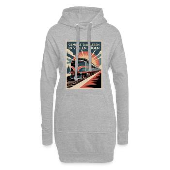 Bahn Genieße Das Leben In Vollen Zügen Eisenbahn - Hoodie-Kleid - Grau meliert - Vorne