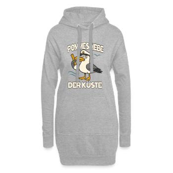 Pommesdiebe der Küste Möwe Ostsee Nordsee - Hoodie-Kleid - Grau meliert - Vorne
