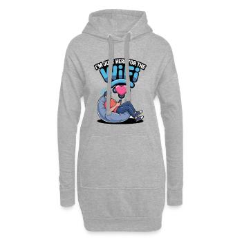 Ich bin hier fürs WLAN Herz - Hoodie-Kleid - Grau meliert - Vorne