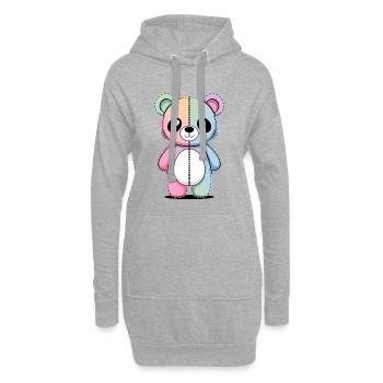 Kawaii Pastel Goth Geflickter Bär - Hoodie-Kleid - Grau meliert - Vorne