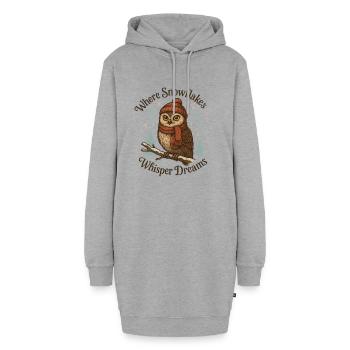 Wintereule – Where Snowflakes Whisper Dreams - Hoodie-Kleid - Grau meliert - Vorne