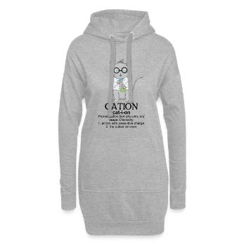 T-shirt Cation Science Chat – T-shirt Drôle de Chimie - Sweat-shirt à capuche long Femme - gris chiné - Devant