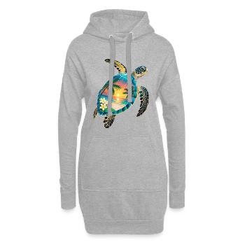 Schildkröte Wellen Surf Turtle Surfer Schildkröten - Hoodie-Kleid - Grau meliert - Vorne