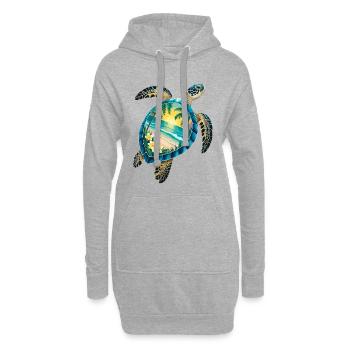 Schildkröte Wellen Surf Turtle Surfer Schildkröten - Hoodie-Kleid - Grau meliert - Vorne